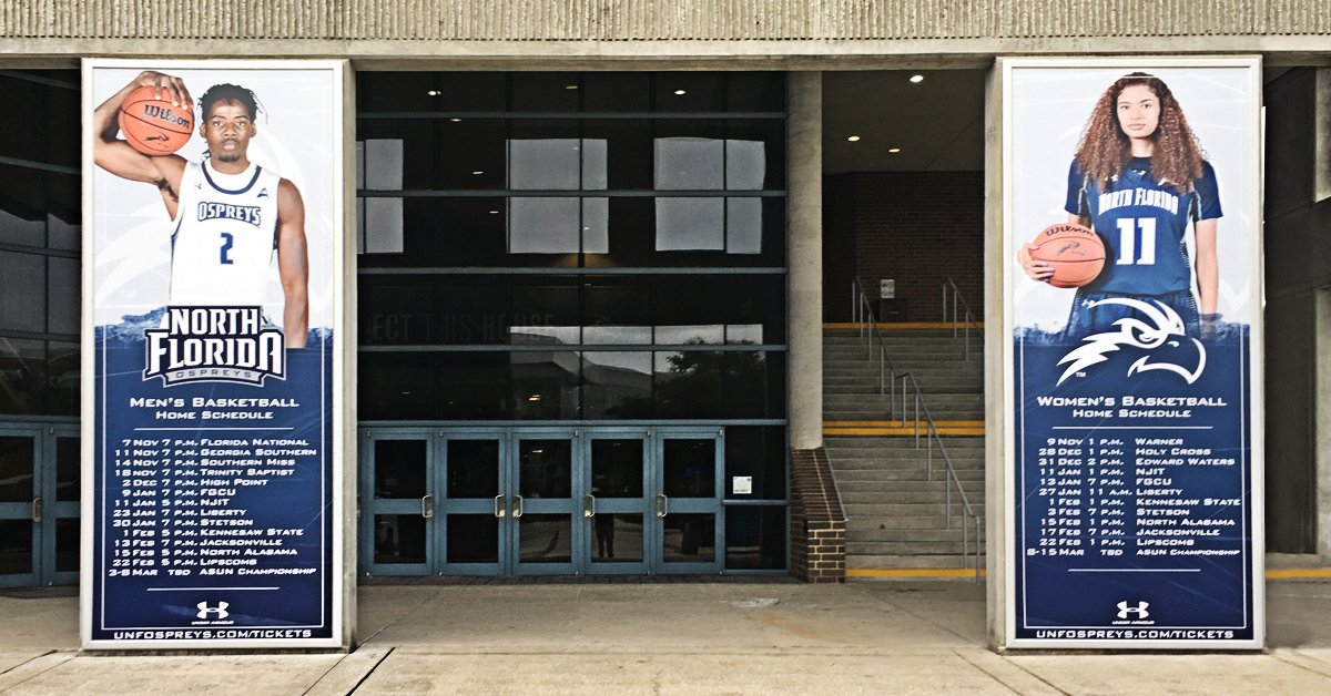 DMEVisual's tweet image. Check out the banners that we recently printed and installed for the University of North Florida. #largeformatprinting #Banners @UofNorthFlorida