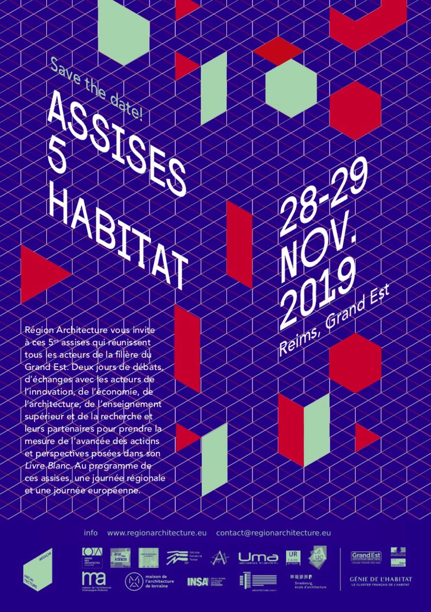 Habitat, densification, vieillissement de la population, transition environnementale... Retrouvez le programme des Assises 5 #regionarchi sur regionarchitecture.eu Plus que quelques jours pour s'inscrire ! #filière #architecture #RégionGrandEst #teamarchi #cluster