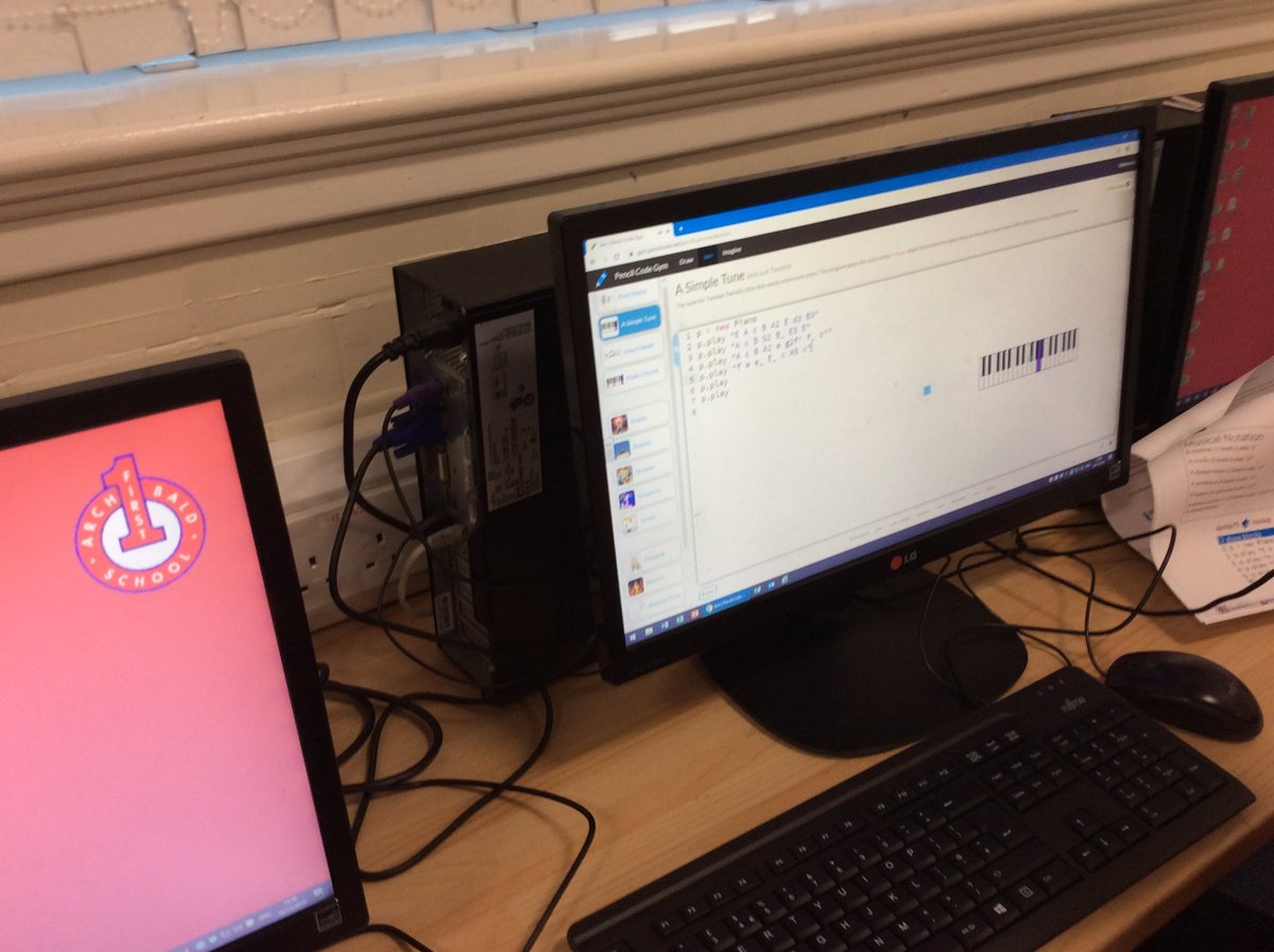 ArchibaldFirst's tweet photo. Code Club had our first go at text based coding with Pencil Code Jam today. We wrote the code for Twinkle Twinkle little⭐and Hedwig's theme.We sang to check our code. We took We wish you a Merry Christmas or You've got a friend to try at home. #codeclub #pencilcode @pencilcoder https://t.co/12njp8eNBF