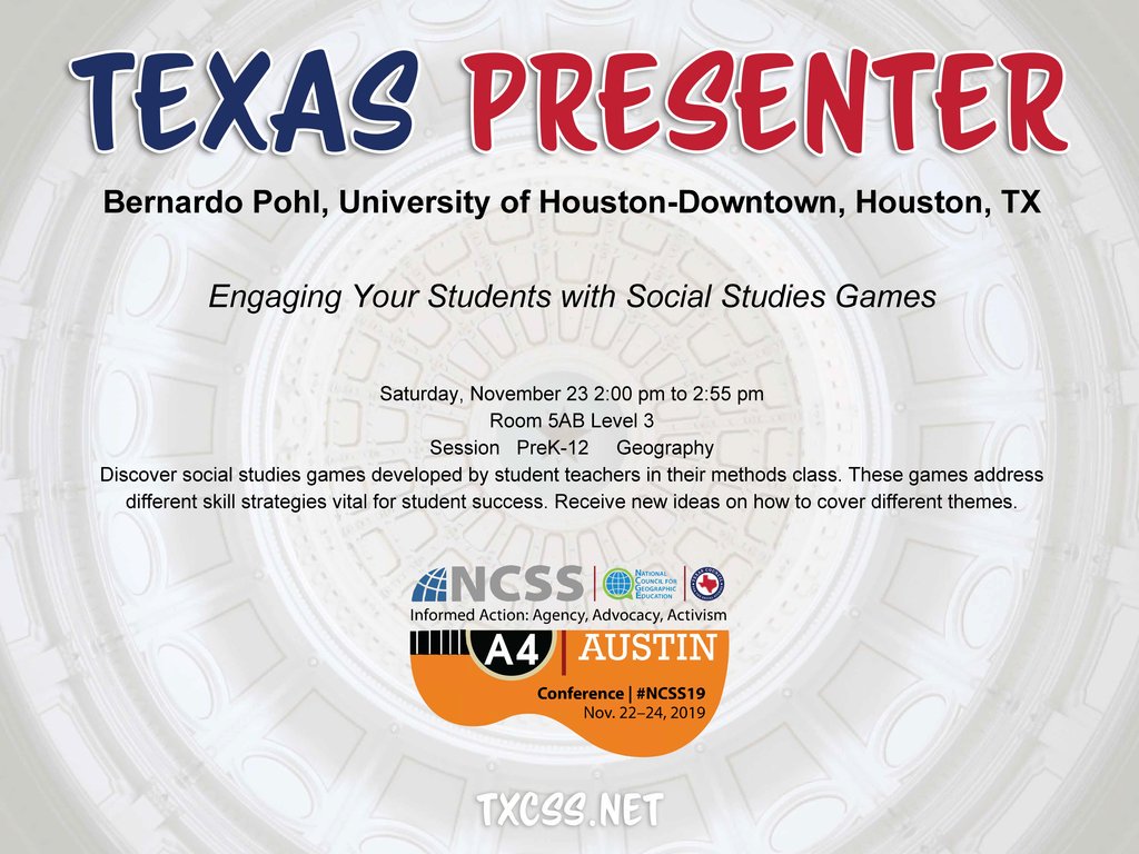 TxSocialStudies's tweet photo. 📣 Shout out to TXCSS PRESENTERS taking the stage at #NCSS19 in ATX!
👀 Keep an eye out for #TXCSSSWAG throughout the conference! 
#TXCSS19 https://t.co/4QEsf7ZjIu