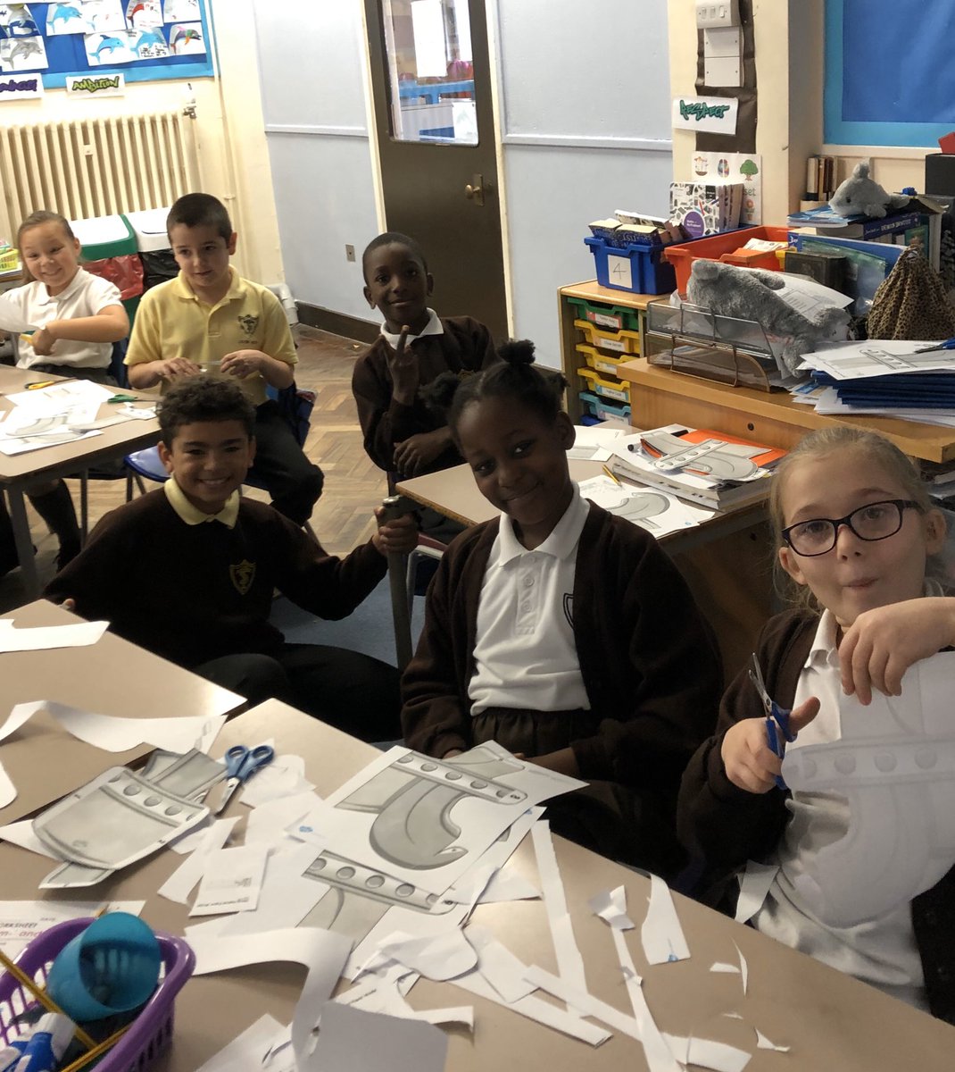 Temple_Sutton's tweet photo. Year 4 have been busy learning all about Norman and Viking helmets. Today in topic they enjoyed creating and modelling their own helmets. #DolphinClass #1066 https://t.co/8dlquJXFv5