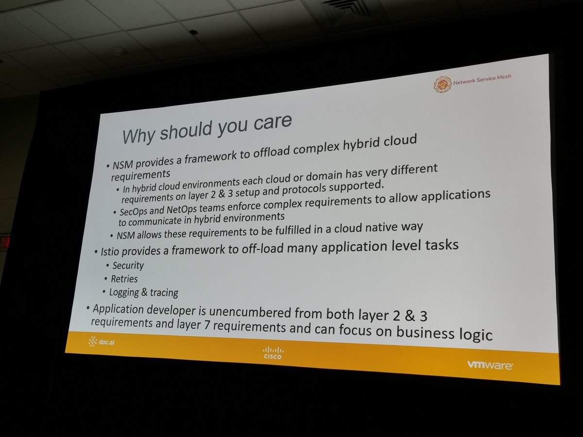 What is the relationship between NSM and application service mesh, find out at  #NSMCon #kubecon2019 <a href="/nservicemesh/">Network Service Mesh</a> 7B #KubeCon