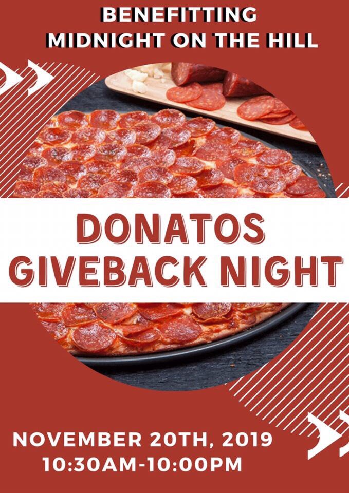 Pizza tastes even better when it’s #ForTheKids! Come to Donato’s this Wednesday from 10:30am-10:00pm and help us raise more for St. Jude!