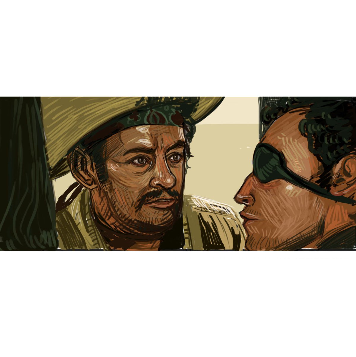 ManekiMushi's tweet image. Some quick painting studies of screenshots from TGTBATU. This messy painting style was a lot more fun than I expected.
#thegoodthebadandtheugly  #illustration #digitalart #digitalpainting #sketch