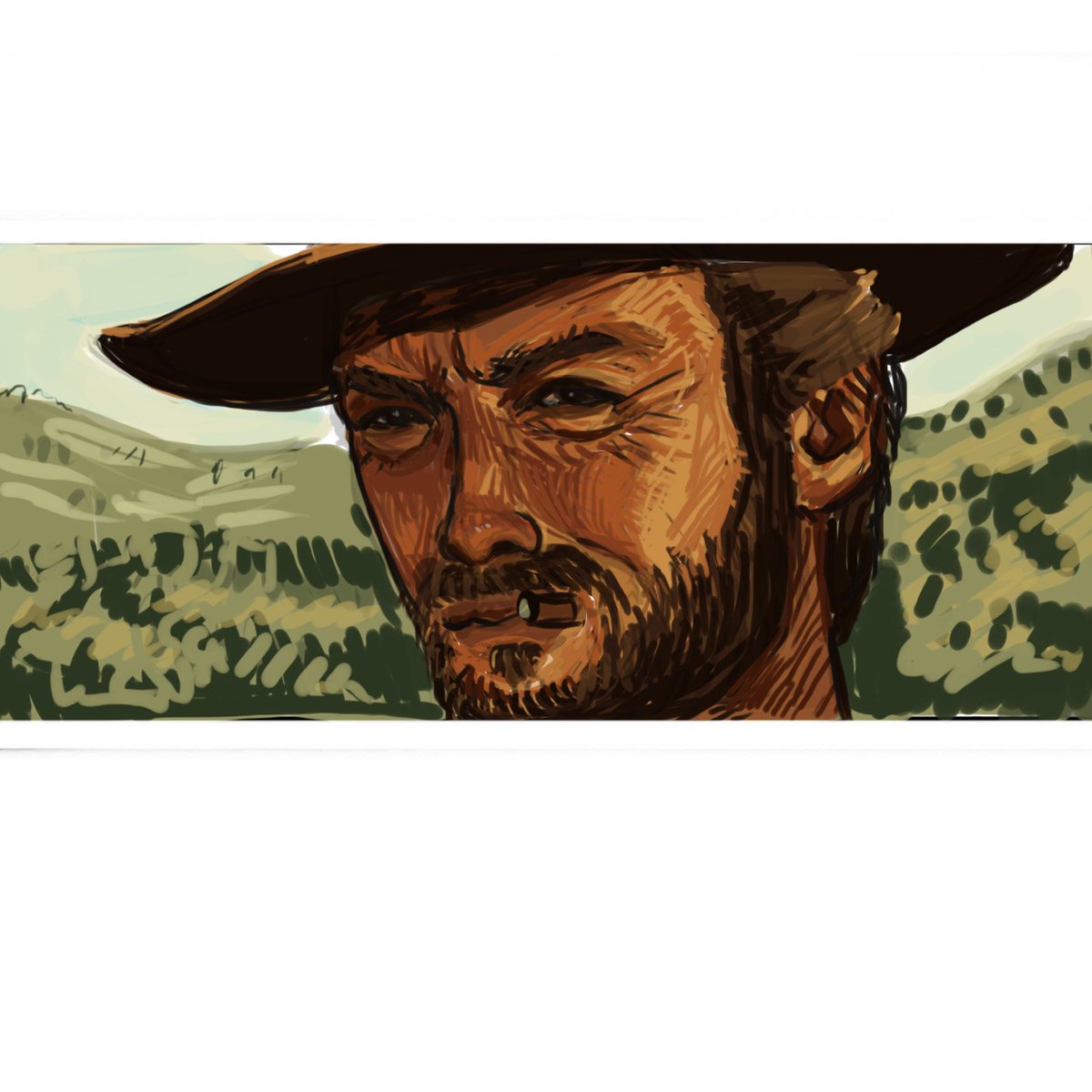 ManekiMushi's tweet image. Some quick painting studies of screenshots from TGTBATU. This messy painting style was a lot more fun than I expected.
#thegoodthebadandtheugly  #illustration #digitalart #digitalpainting #sketch