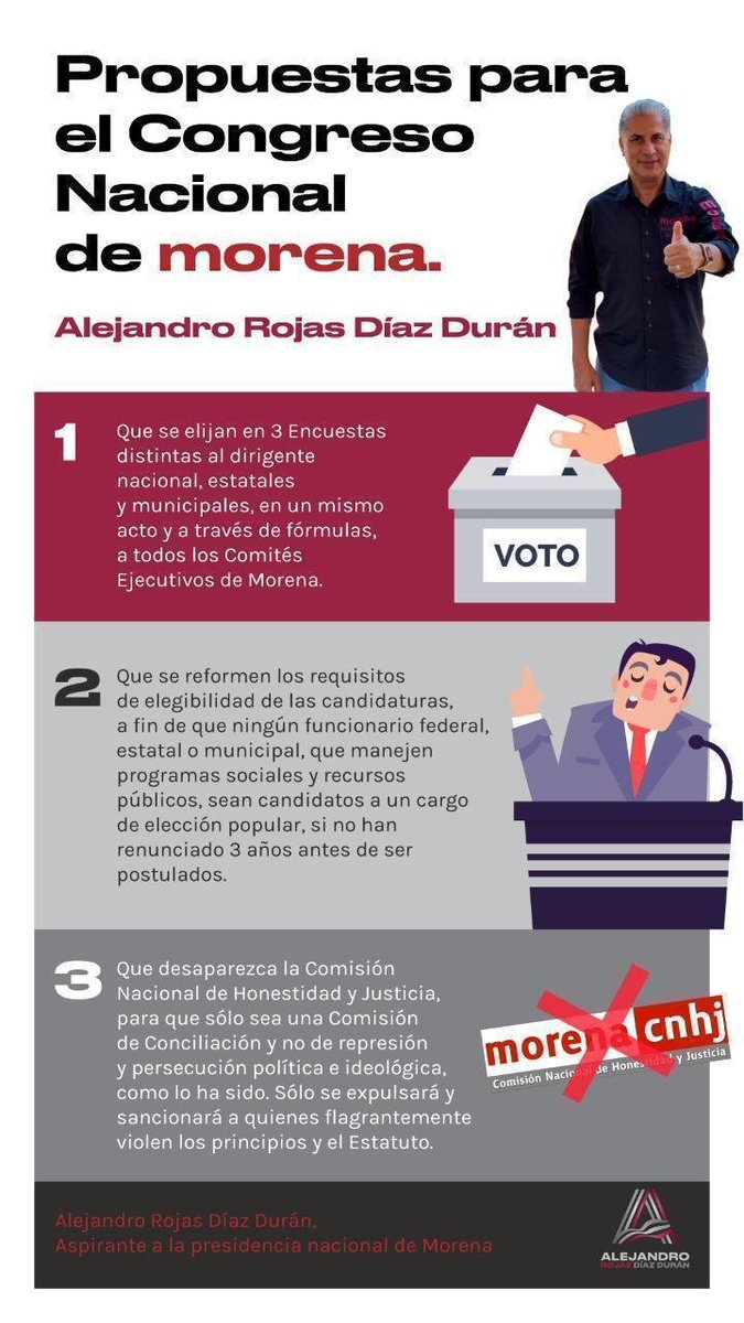 AgustinLGQro's tweet photo. #3Encuenstas y
#3Debates para el cambio de dirigencia del @PartidoMorenaMx
#Adiós a la @CNHJ_Morena
#Separación 3 años antes de la elección de funcionarios que deseen participar por un puesto de elección popular
Vamos con Alejandro Rojas Díaz Durán @rojasdiazduran https://t.co/dYsSiIIIrc