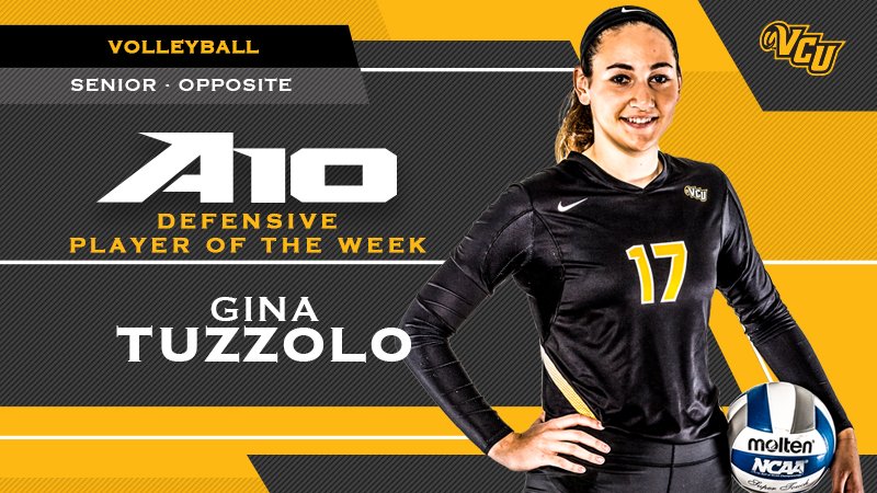 VCUvolleyball's tweet photo. Congrats to Gina Tuzzolo, who is the fourth Ram to win A-10 Defensive Player of the Week this season!

#ThisIsRamNation #LetsGoVCU https://t.co/QAcv6eAkdv