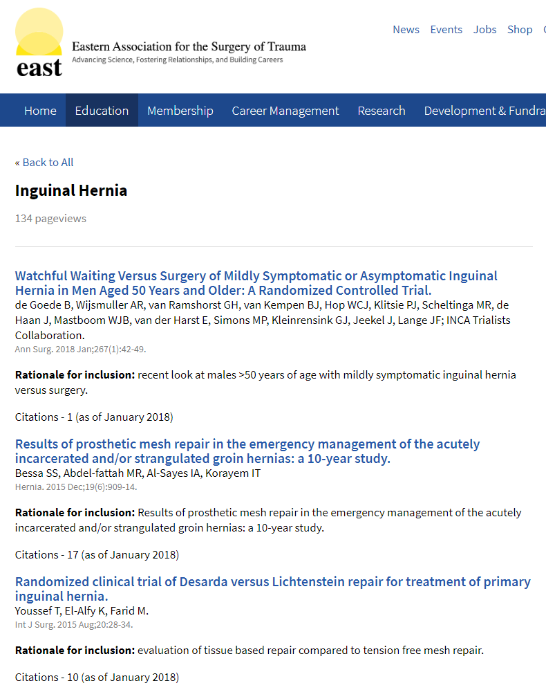 EAST_TRAUMA's tweet photo. We’ve come a long way in hernia repair since Dr. Lichtenstein’s description in 1989. Review the original &amp; other landmark inguinal hernia articles here: https://t.co/UPk5nY5qbX

#hernia #surgtweeting #EASTEGS #EmergSurg #LandmarkPapers https://t.co/Bueq86uzkz