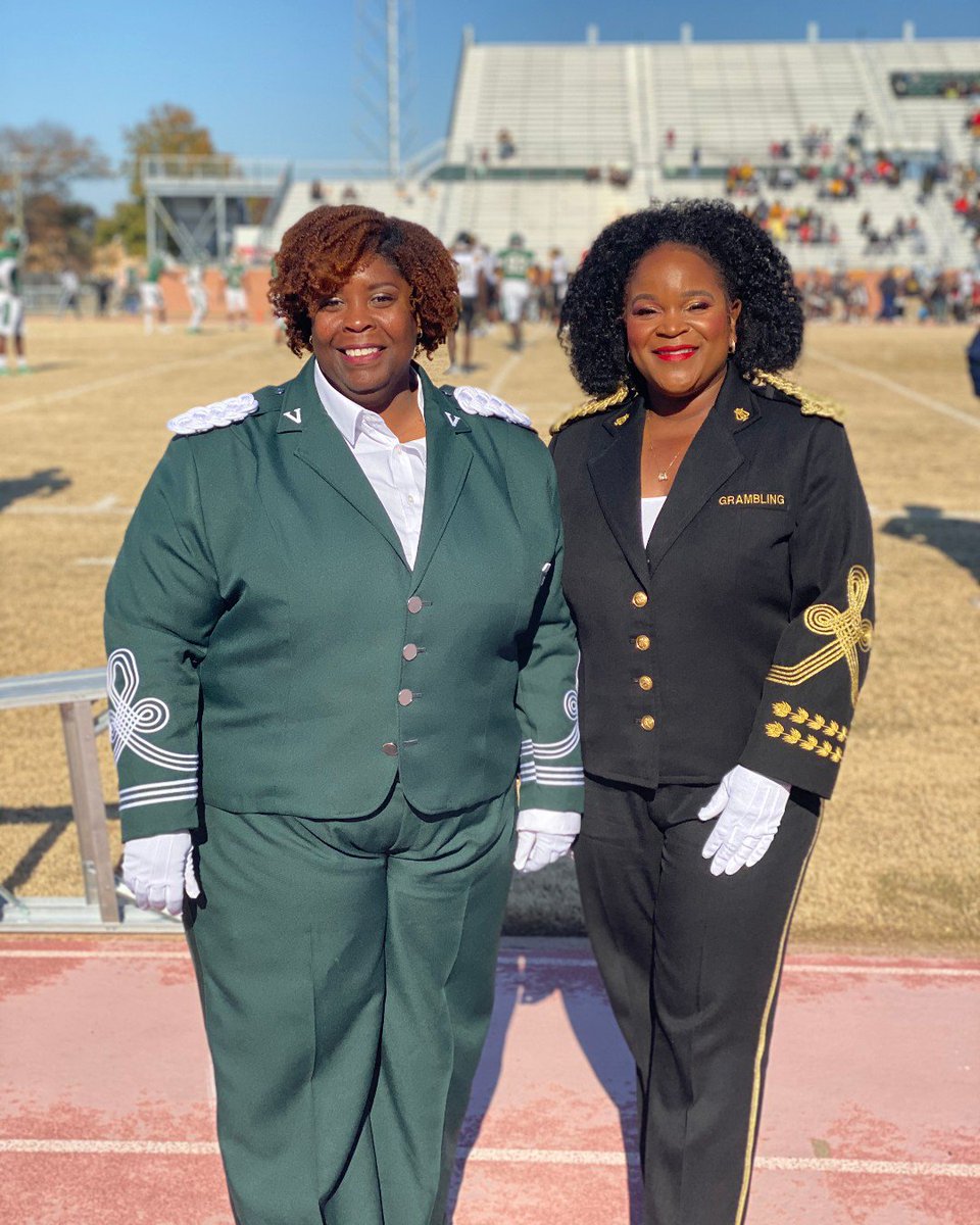 Grambling1901's tweet photo. History was made with the first two female band directors in the SWAC; Dr. Nikole Roebuck and Dr. Kerry Simon. Two lights shine better than one. #BlackGirlMagic in the SWAC. #HBCUbands #WorldFamed #swacbands #HBOB @gsu_worldfamed https://t.co/OUqEqXBSn0