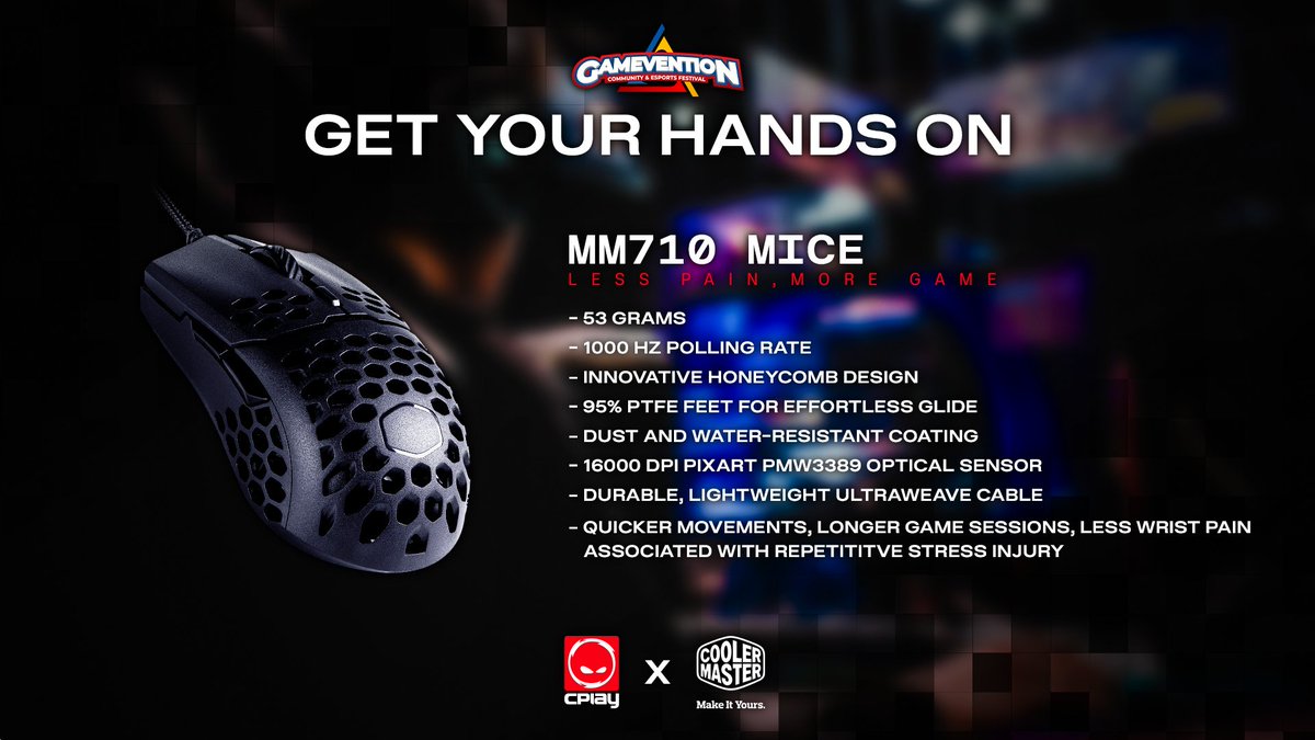 CPLAY (@cplaygg) on Twitter photo Zusammen mit <a href="/CoolerMasterGER/">Cooler Master D/A/CH</a> habt ihr bei uns am Stand der @GVENTlON die Chance, die MM710 Gaming-Maus zu testen!
Mit ihrem geringen Gewicht und dem einzigartigen Design steht einer langen Session nichts mehr im Weg🔥!
Get it here: coolermaster.com/catalog/periph…
#THESQUAD #WERBUNG Zusammen mit <a href="/CoolerMasterGER/">Cooler Master D/A/CH</a> habt ihr bei uns am Stand der @GVENTlON die Chance, die MM710 Gaming-Maus zu testen!
Mit ihrem geringen Gewicht und dem einzigartigen Design steht einer langen Session nichts mehr im Weg🔥!
Get it here: coolermaster.com/catalog/periph…
#THESQUAD #WERBUNG
