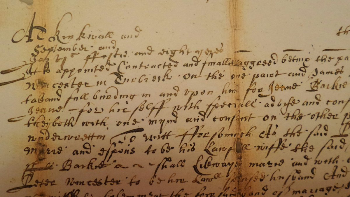 etherley's tweet photo. Tonight at Palaeography Group @OrkneyLibrary we began the contract of marriage of Captain Peter Winchester and Jean Baikie in 1658. #MondayNightDelight https://t.co/WI7RDQMgEQ