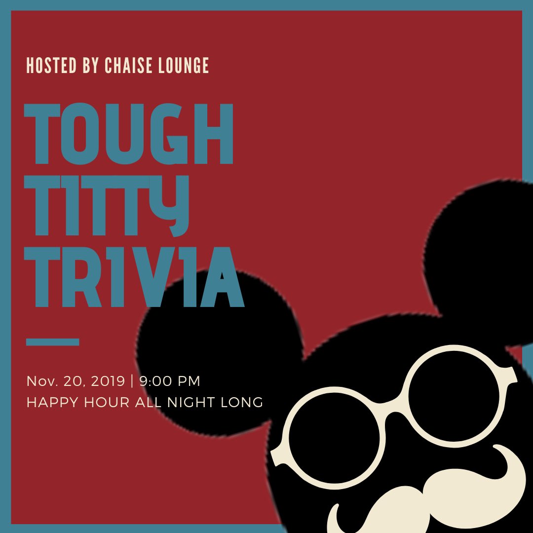 StonewallSMTX's tweet photo. This is Stonewall Warehouse and you’re watching Disney Channel

#ToughTittyTrivia takes on Disney in honor of the launch of Disney + 

Free to play, fun to stay, and prizes for the winner! https://t.co/eUXJvUBKDE