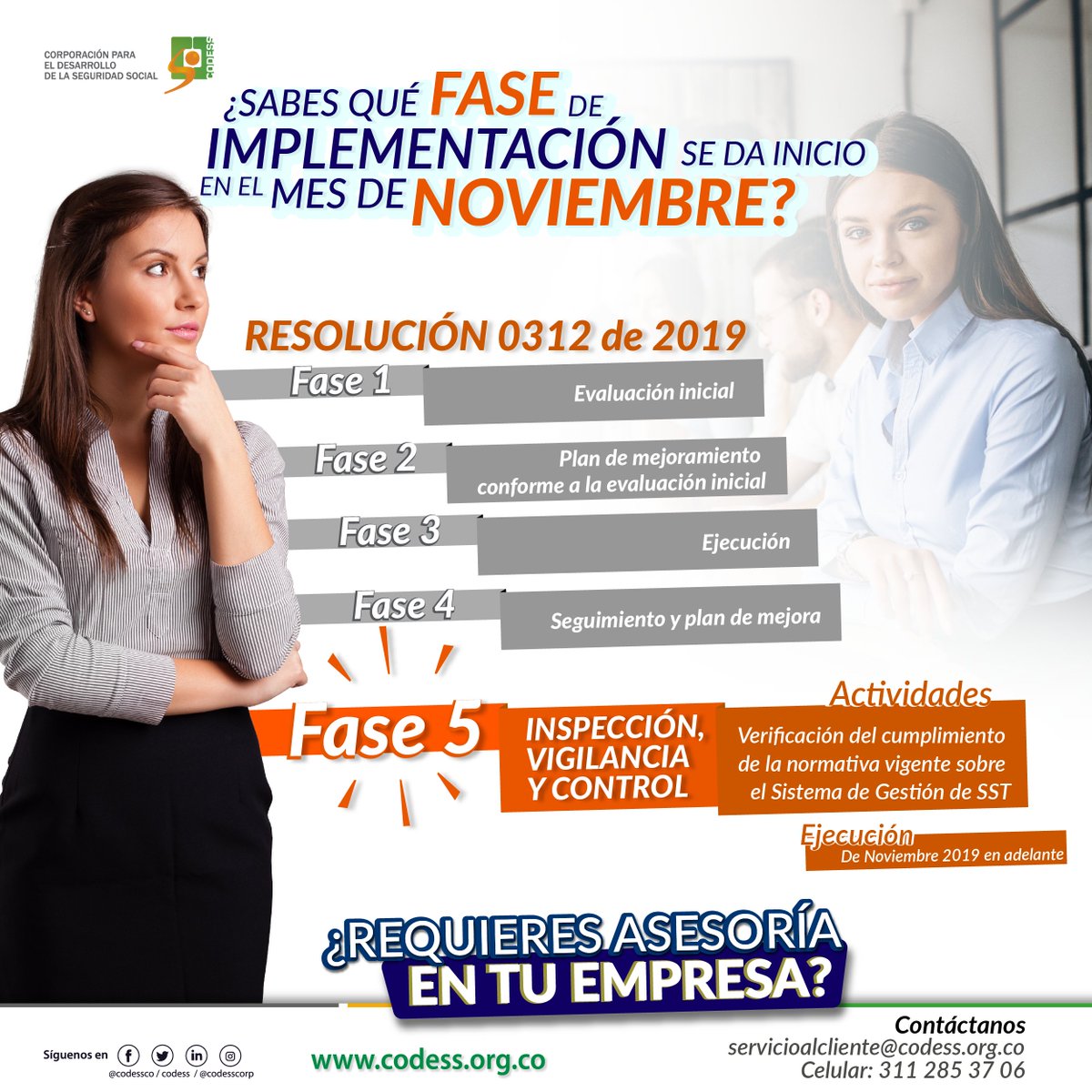 codessco's tweet image. Esta semana te contamos que Fase de Implementación se da inicio en el mes de Noviembre #Tipsinformativoscodess.
.
.
#Implementación #fasecinco #Inspección #Vigilancia #Control
