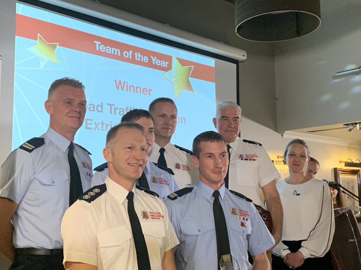 ECFRS's tweet photo. And now it’s the award for our Team of the Year and the winner is… The Road Traffic Collision Extrication Team. #ECFRSAwards https://t.co/vze0JkvZxn