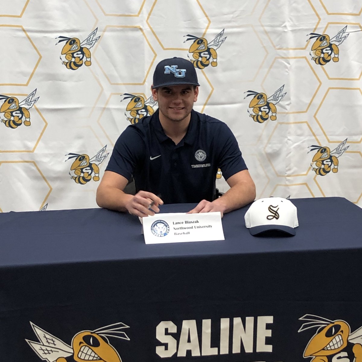 SalineHSBasebal's tweet photo. Congratulations to Lance Blaszak for signing his letter to continue his baseball and academic success at Northwood University https://t.co/Voc9PYKyey