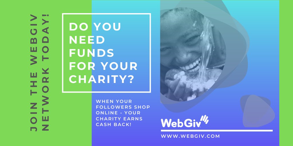 webgiv's tweet photo. Are you a #nonprofit or #charity in need of funds? The join the #WebGiv network. When your followers shop online, your org gets cash back! No catch-truly! Costs nothing to join-ever, we promise! Contact us to sign up and let's get #fundraising! #donating #socialgood #philanthropy https://t.co/DqsJWNBUN2