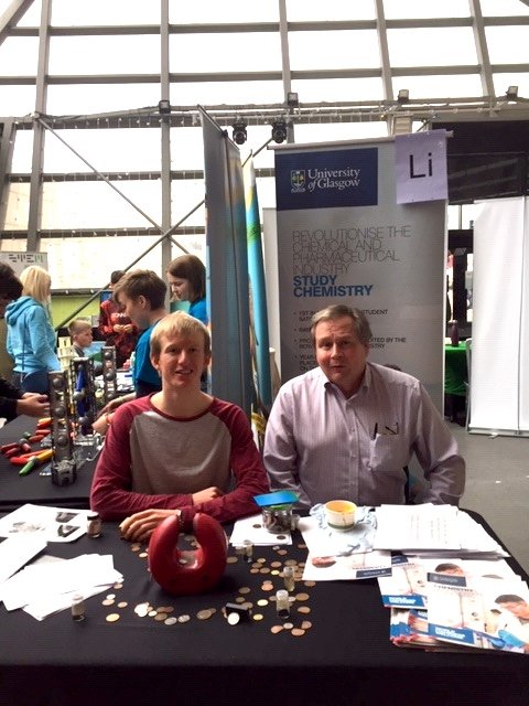 UofGCOG's tweet photo. Lucy, Matthew, Alistair, Justin, Ciorsdaidh, Beth, Michael and Michael all kept busy by the crowds at @STEMglasgow #STEMfest19 last Thu-Sat - good job everyone! https://t.co/arqaYRSFj3