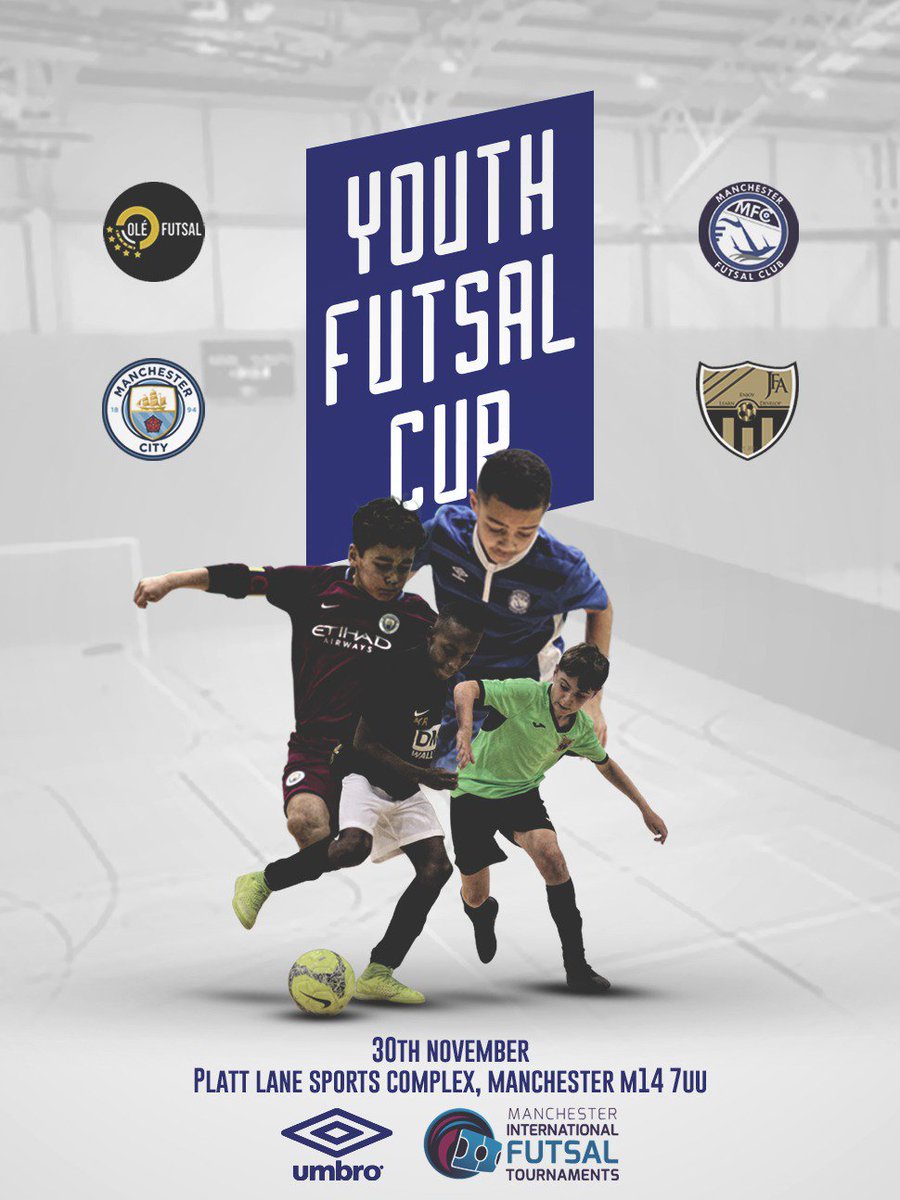 YOUTH CUP: <a href="/MFCYouthFutsal/">MFC Youth Academy</a> will be taking part in an U10 and U12's <a href="/FutsalMcr/">MCRFutsalTournaments</a> Youth Cup on Saturday 30th November <a href="/PlattLaneMMU/">Platt Lane MMU</a> alongside <a href="/ole_futsal/">Olé Futsal Academy</a> <a href="/JogaFutsalAcad/">Joga Futsal Academy</a> and <a href="/ManCityAcademy/">Manchester City Academy</a> #youthfutsal #futsaldevelopment