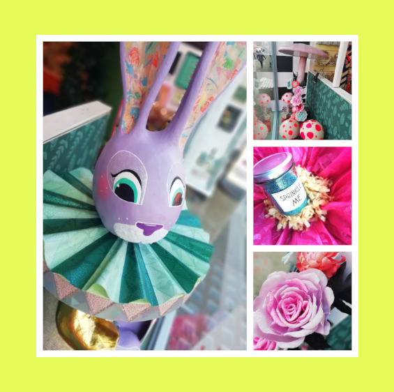 FieldersArt's tweet photo. Super proud to unveil our new #Christmas window!🐰🎄
Go down our 'rabbit hole' where a #wonderland is guaranteed!✨

#craft #art #window #windowdisplay #decopatch #londonartshop #artshop #Wimbledon #crafty #fielders #artsupplies #mushroom #rabbit #Christmaswindow #painting https://t.co/GfFUZWeYbR