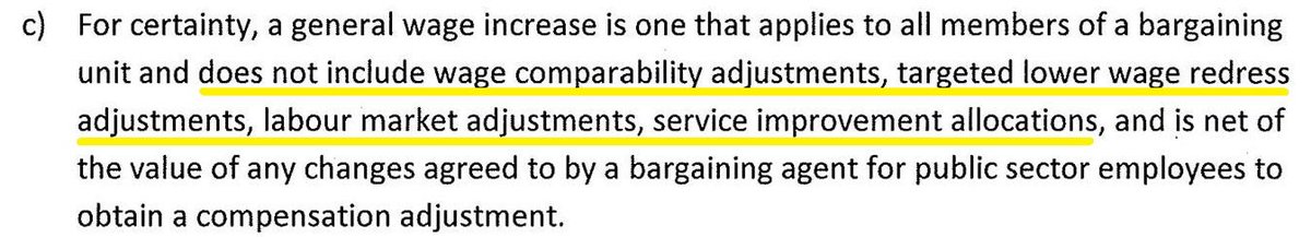 For #bced #bcpoli folks curious about "me too" clauses in public sector bargaining. Here's the actual text. There are specific exemptions that allow employers to negotiate salary improvements, like grid adjustments, in addition to the 2/2/2 mandate. To say otherwise is inaccurate