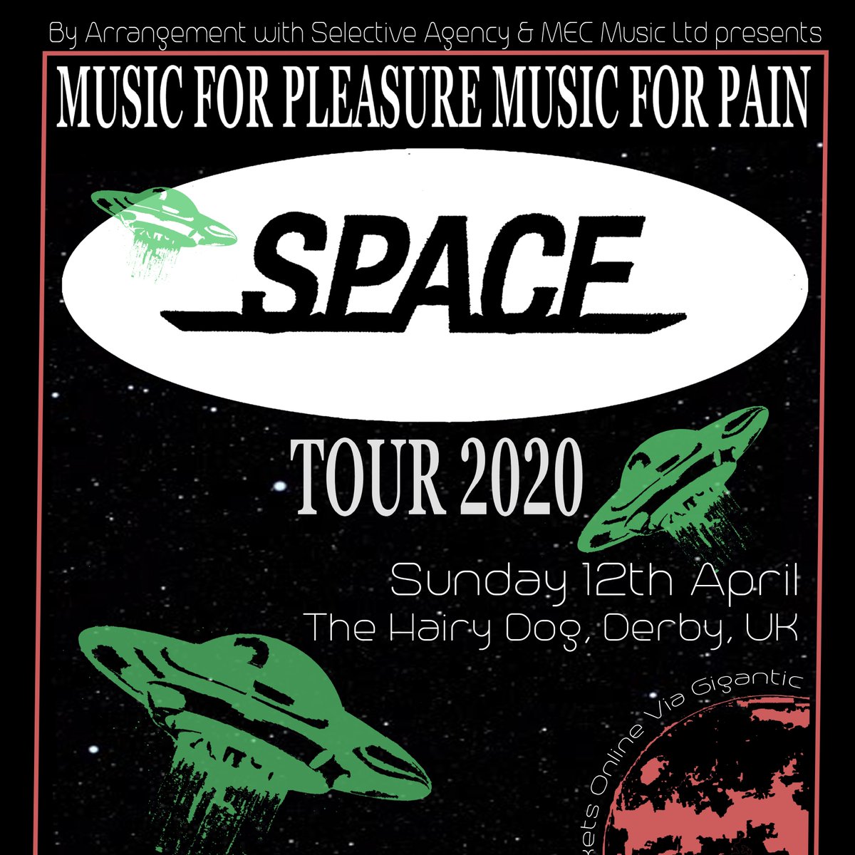 Just Announced!! By Arrangement with Selective Agency & MEC Music Ltd Present's SPACE - Music for Pleasure, Music for Pain Tour. Sunday 12th April, The Hairy Dog, Derby, UK. £17.50 Advance. Ticket Link: gigantic.com/space-music-fo… hairydogvenue.co.uk