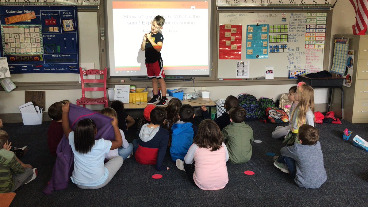 Collins_Kinders's tweet photo. The stage is in use! Marcos is explaining his thinking to us in math! https://t.co/E39lAucEx7