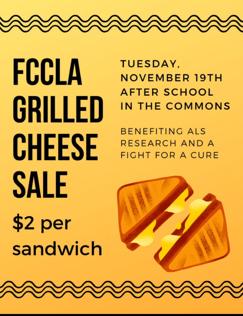 RSilsdorf's tweet photo. Ooey gooey Grilled Cheese Sandwiches for sale! 
After school TUESDAY in COMMONS 🥪🧀
@SCSD_HSW https://t.co/mW0ey5UAtO