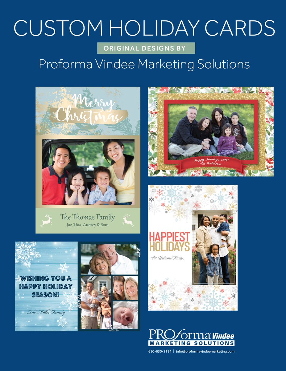 ProformaVindee's tweet photo. Straight from our Holiday Shop...custom cards! Contact us for your year-round custom card designs for any personal or corporate occasion! 610-630-2114 #holidaycards #happyholidays #printing #graphicdesign #gifts #proforma #christmas #newyearseve #birthdays #giftcards https://t.co/FsCl8wInk9