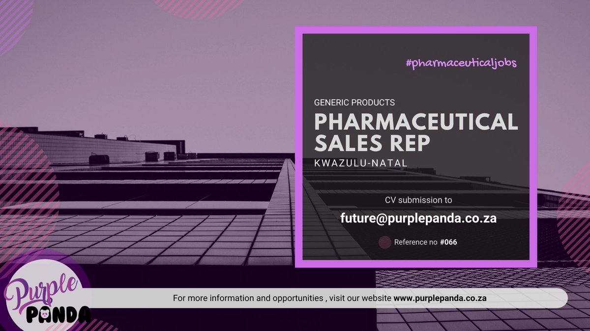#JobAlert #Pharmaceutical #SalesRepresentative #vacancy available based in #Durban 

For more info purplepanda.co.za/jobs/pharmaceu…