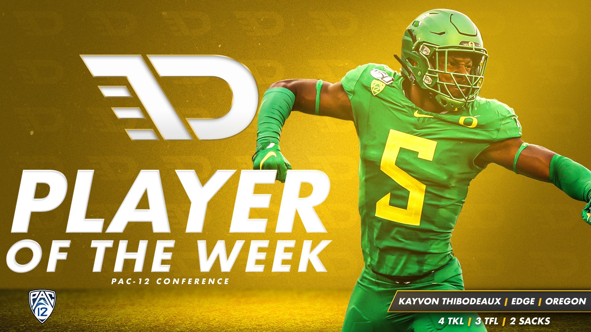 The Draft Network on X: 'Oregon EDGE rusher Kayvon Thibodeaux is our TDN  Pac-12 Defensive Player of the Week. #GoDucks, @kayvonT8, @oregonfootball