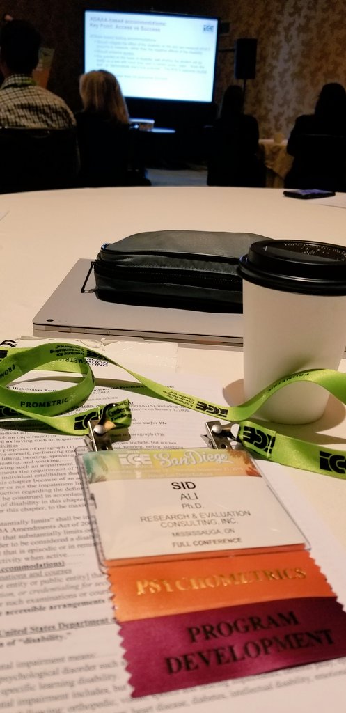 Sid_RaECon's tweet photo. Kicking off #ICEEXCHANGE19 with a pre-conference workshop on #accommodations in #highstakes #testing ... #credentialing https://t.co/JpCU5JsIlv