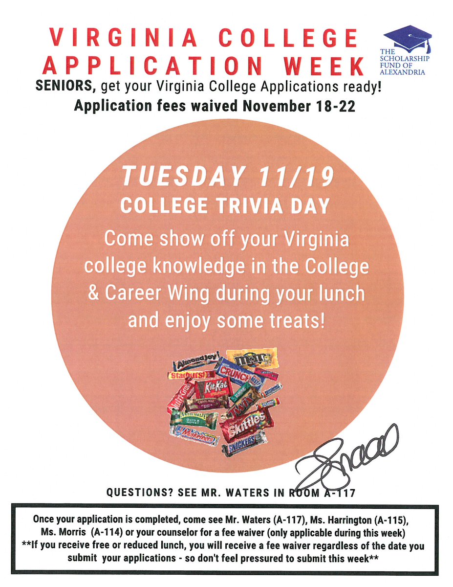 College Application Week is finally HERE! We're kicking off with College Trivia Day tomorrow, November 19th! Some sweet treats for the winner 👀