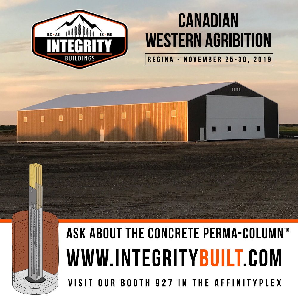 integritypost's tweet image. Next week we will be back at @Agribition in Regina! Stop by the AffinityPlex at Booth 927 to say hi to the team and start planning your next Integrity Post Frame Building. #postframe #integrity #whatwebuild