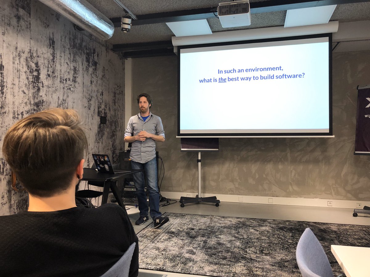 ExpandConf's tweet photo. @mattijsm talking about tackling complexity using hexagonal architecture in services at @bol_com_Techlab. #meetup #expand @Xebia https://t.co/X12qS80juz