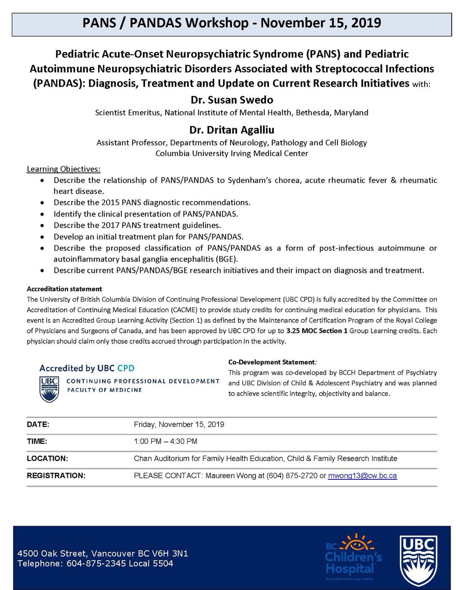 PANDASPANSON's tweet photo. Nov 15 British Columbia Children’s Hospital Grand Rounds with Dr. Susan Swedo and Dr. Dritan Agalliu can be viewed via this link! https://t.co/HpYPJgBHch https://t.co/kT3aSpYpLl