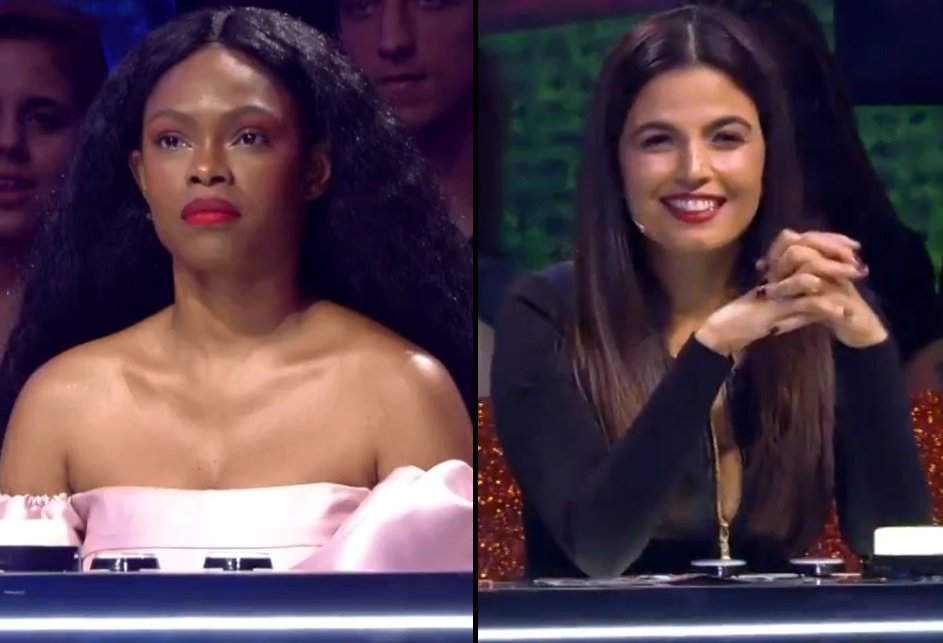 su_art's tweet photo. Essa aí que eu nem sei quem é 😡 já veio pra ferrar com o Eriberto Leão, desde o início essa cara de poucos amigos. Emanuelle linda 😍 tempo todo encantada com a apresentação, pq ela conhece o potencial da voz dele #palcopopstar  #malhacaosonhos #dandael 🥰 https://t.co/avplPulWhp