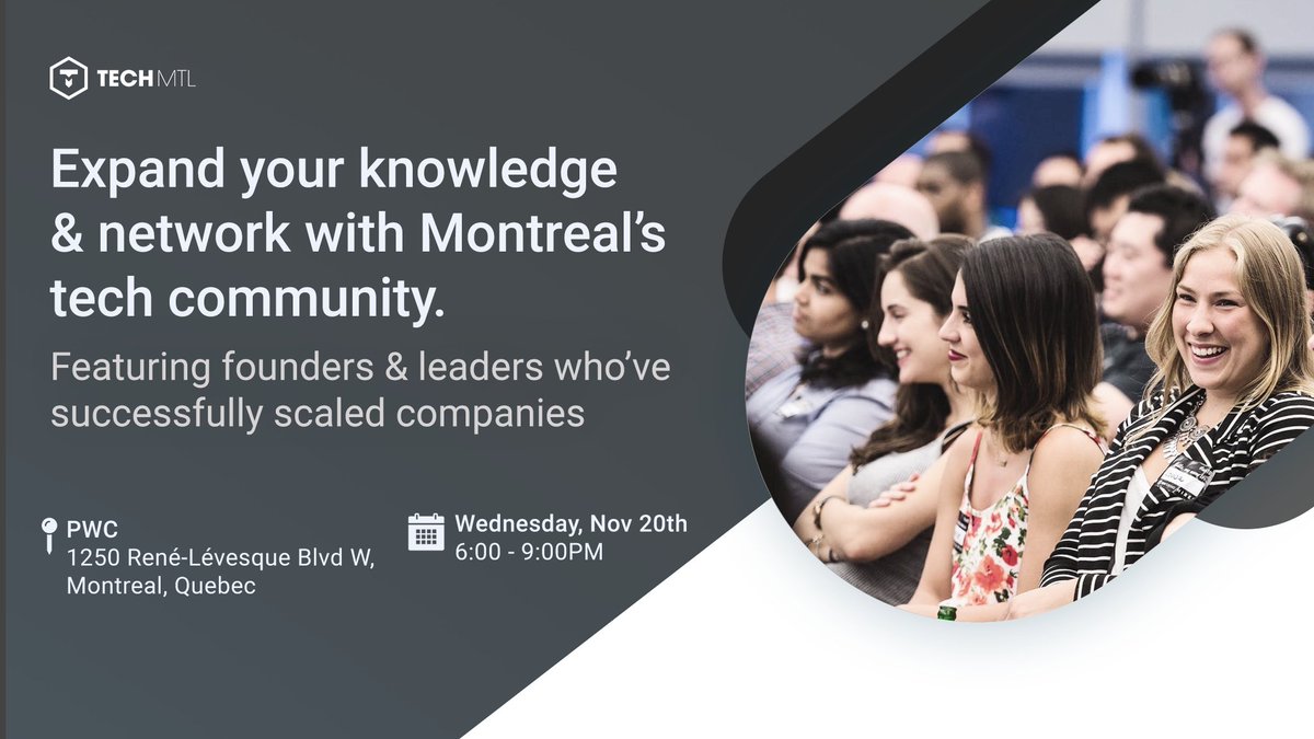 TechMTLOrg's tweet image. We are only two days away from the final #TechMTL of 2019! Join us and your MTL tech community to learn more about VC financing from both founders and VCs! Tickets at techmtl.org