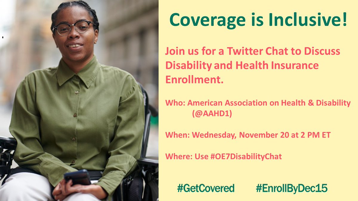 ndnrc's tweet photo. JOIN THE CONVERSATION about #gettingcovered with #healthinsurance! Learn more and ask questions! Follow the HASHTAG ##OE7DisabilityChat &amp; Follow us on the @AAHD1 Twitter &amp; @NDNRC Twitter. *SAVE THE DATE! Wednesday November 20th at 2PM ET!* https://t.co/57XObOBwi1