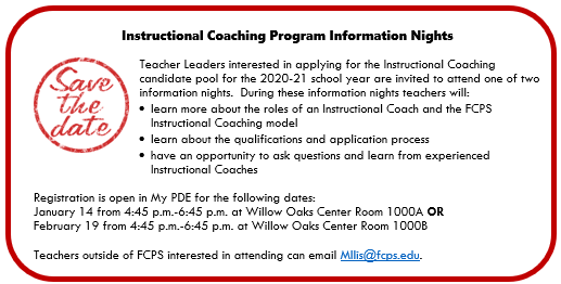 Interested in becoming an Instructional Coach in FCPS for 2020-21?