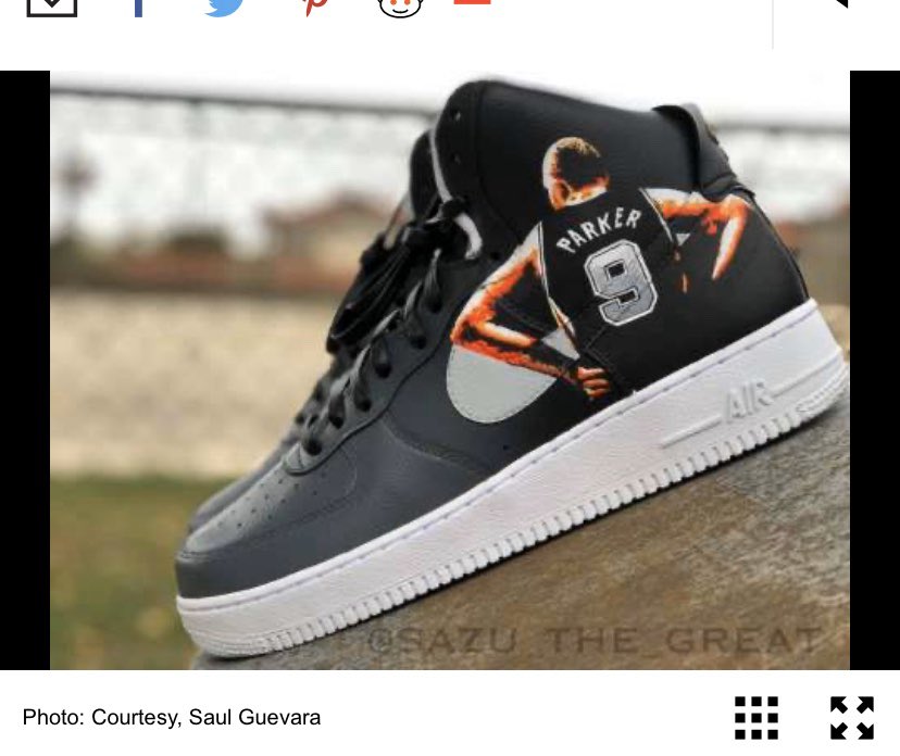 KaseyCardenas77's tweet photo. So exciting that our very own, incredibly talented receiving associate, Saul was featured on the news for his customized Tony Parker Nike’s artwork! We are so proud!!#TonyParkerRetirement #6988Celebrity #Nike #HomeDepotsGotTalent @PatriciaTX4ever @gbellajohnstone @Augie_Quintero https://t.co/iS4u7pwbqe
