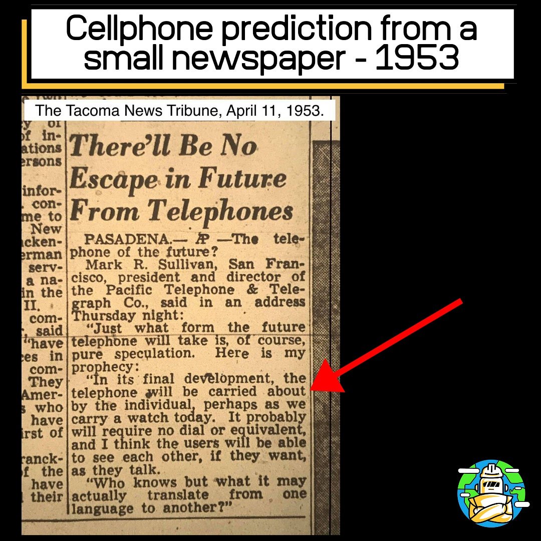 wrldwidnginring's tweet photo. Prediction from The Tacoma News Tribune 1953 #WorldwideEngineering

#engineering #engineer #technology #tech https://t.co/Naj3MeqTnA