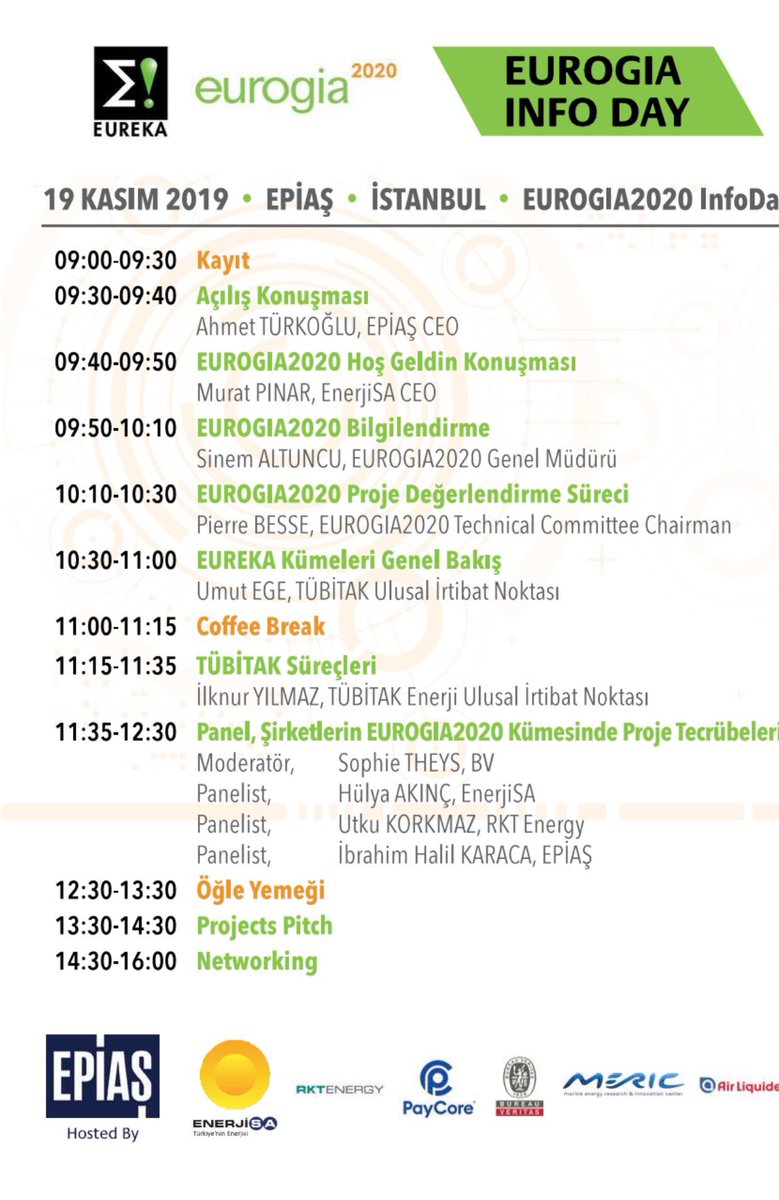 Yönetim Kurulu Üyesi olduğumuz <a href="/EUROGIA/">EUROGIA2030</a> , yarın <a href="/epiastr/">EPİAŞ</a> ev sahipliğinde Info Day düzenliyor. Program şu şekilde: