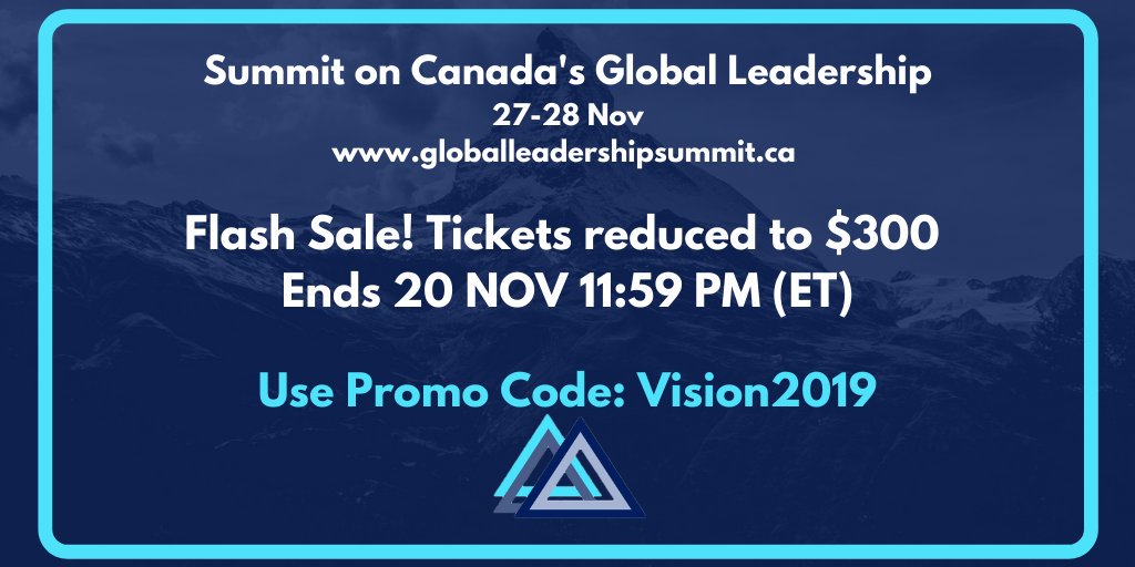 ⚡️Flash Sale for Registration at the Summit!⚡️

Use promo code Vision2019 by November 20th!

#LeadershipCAN2019

➡️globalleadershipsummit.ca/registration/