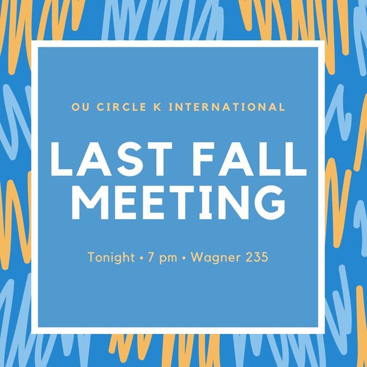 OU_CKI's tweet photo. Our final meeting of the semester is tonight at 7 pm in Wagner 235! Join us for some pizza and help make fleece pillows for CCFI https://t.co/sGWq5eu8nL