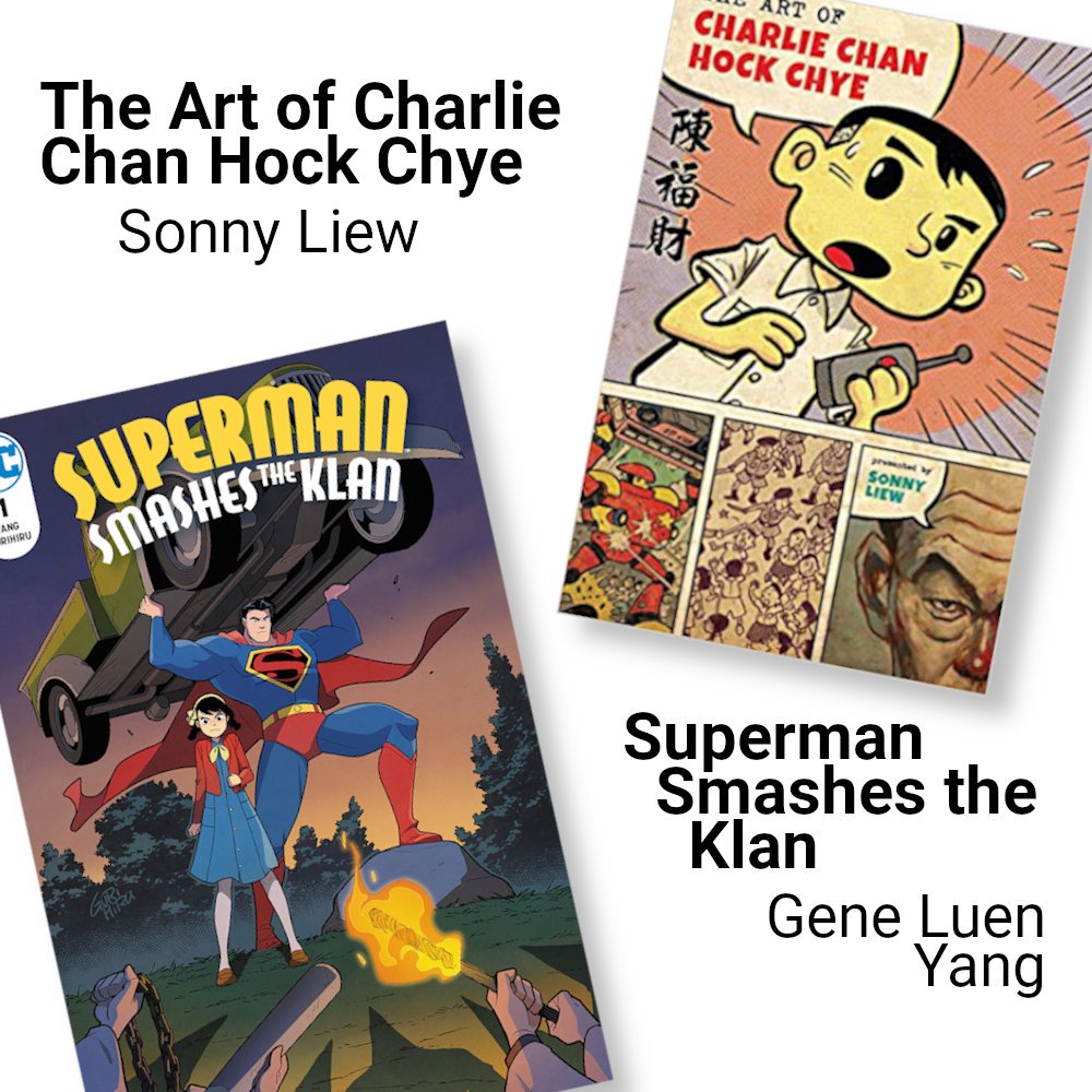 BWP_EUG's tweet photo. Some favorite recent #asianamericancomics:

STARGAZING by @alooghobi
PASHMINA by @nidhiart
THE ART OF CHARLIE CHAN HOCK CHYE by @sonnyliew
SUPERMAN SMASHES THE KLAN by @geneluenyang
THE BEST WE COULD DO by #ThiBui
TURNING JAPANESE by @marinaomi https://t.co/wnponBt9Bp