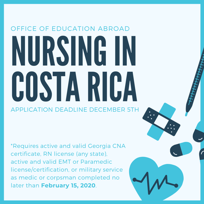 UWGAbroad's tweet photo. Are you a nursing major seeking a hands-on experience? Check out the Nursing in Costa Rica program! Applications are due in just a few weeks! Find more details at https://t.co/xK1NMH1rHl. #gowestgoworld #uwg University of West Georgia Tanner Health System School of Nursing https://t.co/BjSp3yNnD2