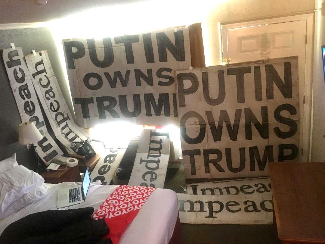 politicallands1's tweet photo. I'll be driving around putting these signs up on freeways today. If you know the #FirstAmendment you should know this is your right. If you know anything about the men who wrote it you should know it's your job.
#ImpeachTrump #PutinOwnsTrump #Freewayblogger #FreeSpeech #Resist https://t.co/5VCHMsZvwk