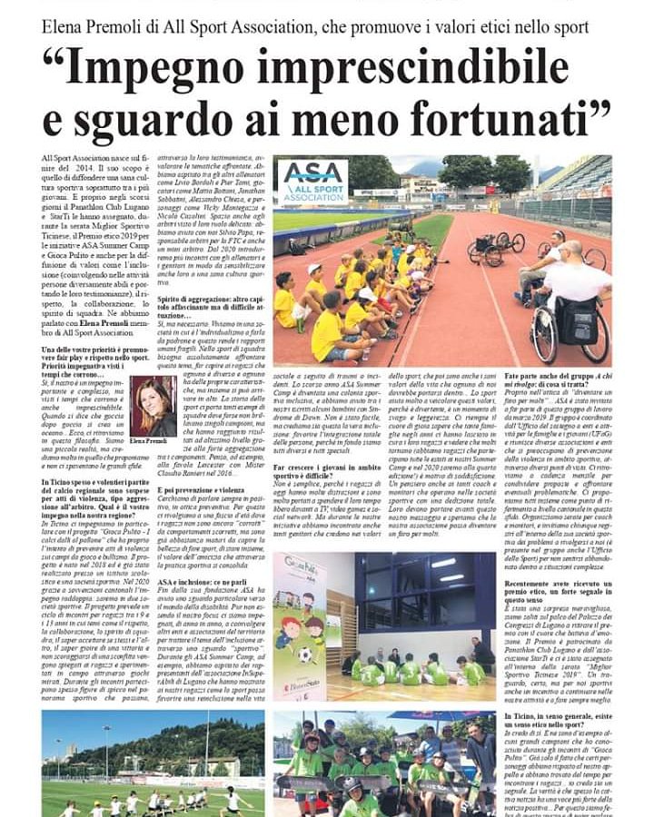 allsportass's tweet photo. #ilmattinodelladomenica intervista alla nostra Elena su #sport #valorisportivi #asasummercamp #giocapulito https://t.co/ZTrmrkEiB6