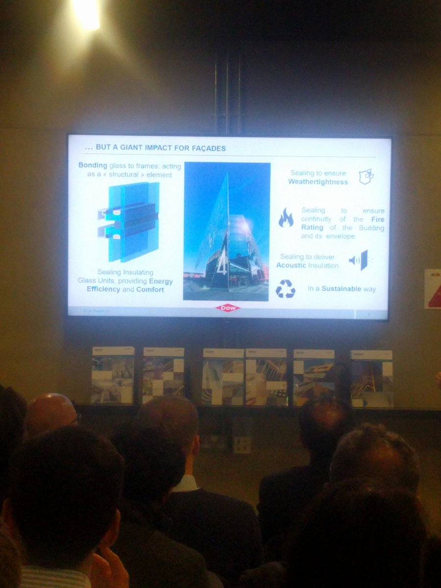 PRyanAssociates's tweet photo. Great talk by Valerie Hayez from Dow Silicones Belgium on Silicone Facade Engineering. Looking at the impact of using #Silicone to facades to #acoustic, #efficiency, #sustainability, #fireresistance and #weathertightness #facades https://t.co/fJ7t5TBI64