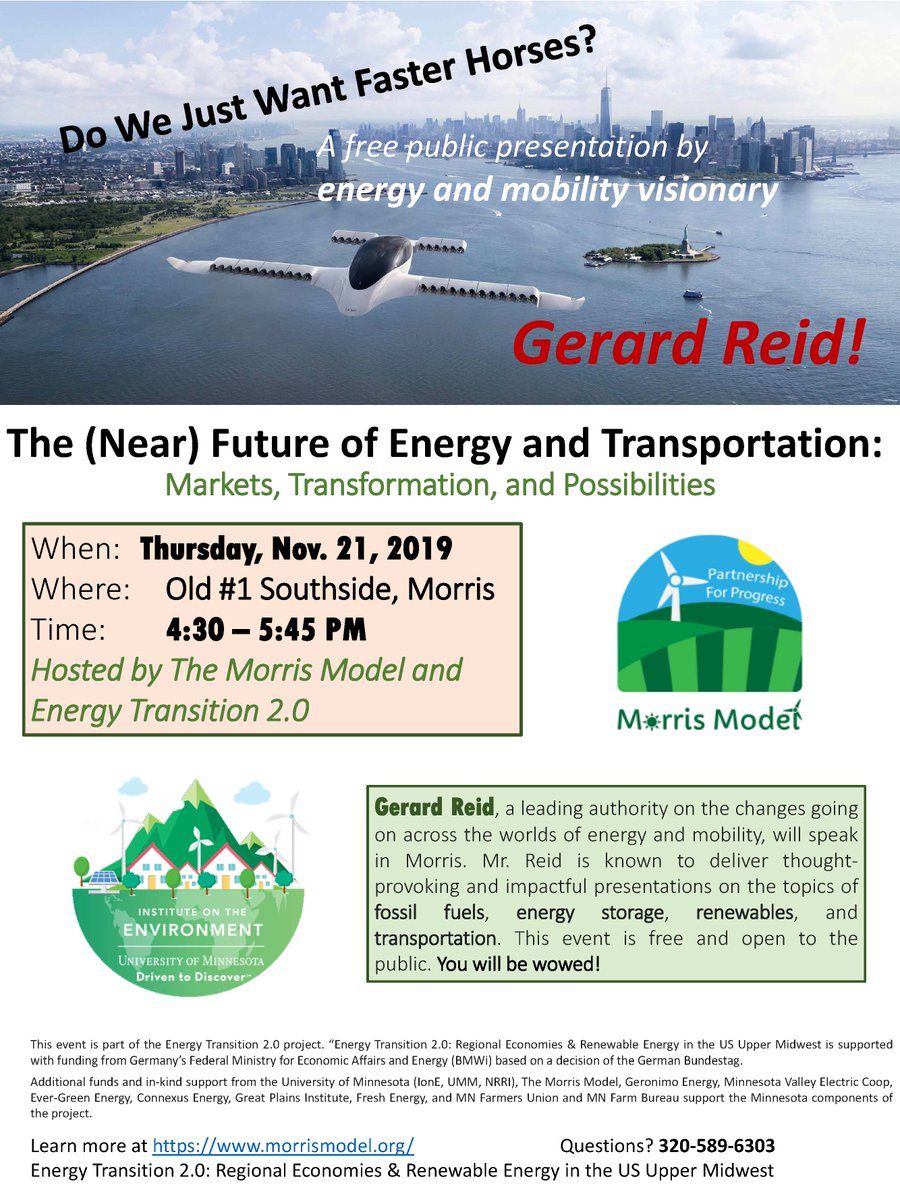 The (near) future of energy and transportation: Markets, Transformation, and Possibilities with Gerard Reid! Thursday, Nov. 21 at Old #1